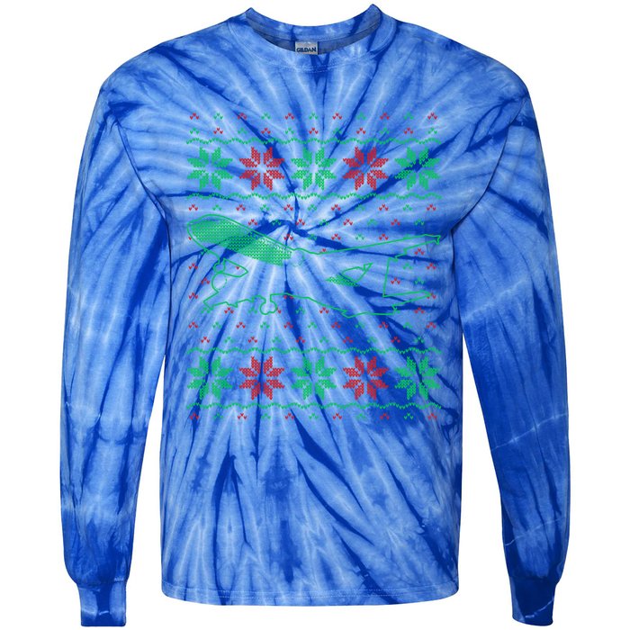 Aircrew Pilot Ugly Aviation Christmas Airplane Matching Cool Gift Tie-Dye Long Sleeve Shirt