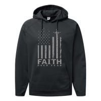 America Pride US Flag Faith Over Fear Prayer Performance Fleece Hoodie