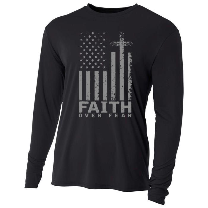 America Pride US Flag Faith Over Fear Prayer Cooling Performance Long Sleeve Crew