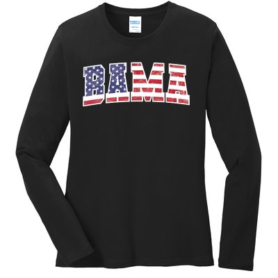 Alabama Patriotic Us Flag Design For Patriots Ladies Long Sleeve Shirt