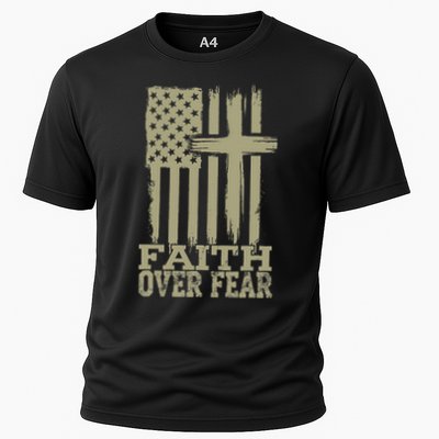 America Pride US Flag Faith Over Fear Prayer Religious  Performance Shirt