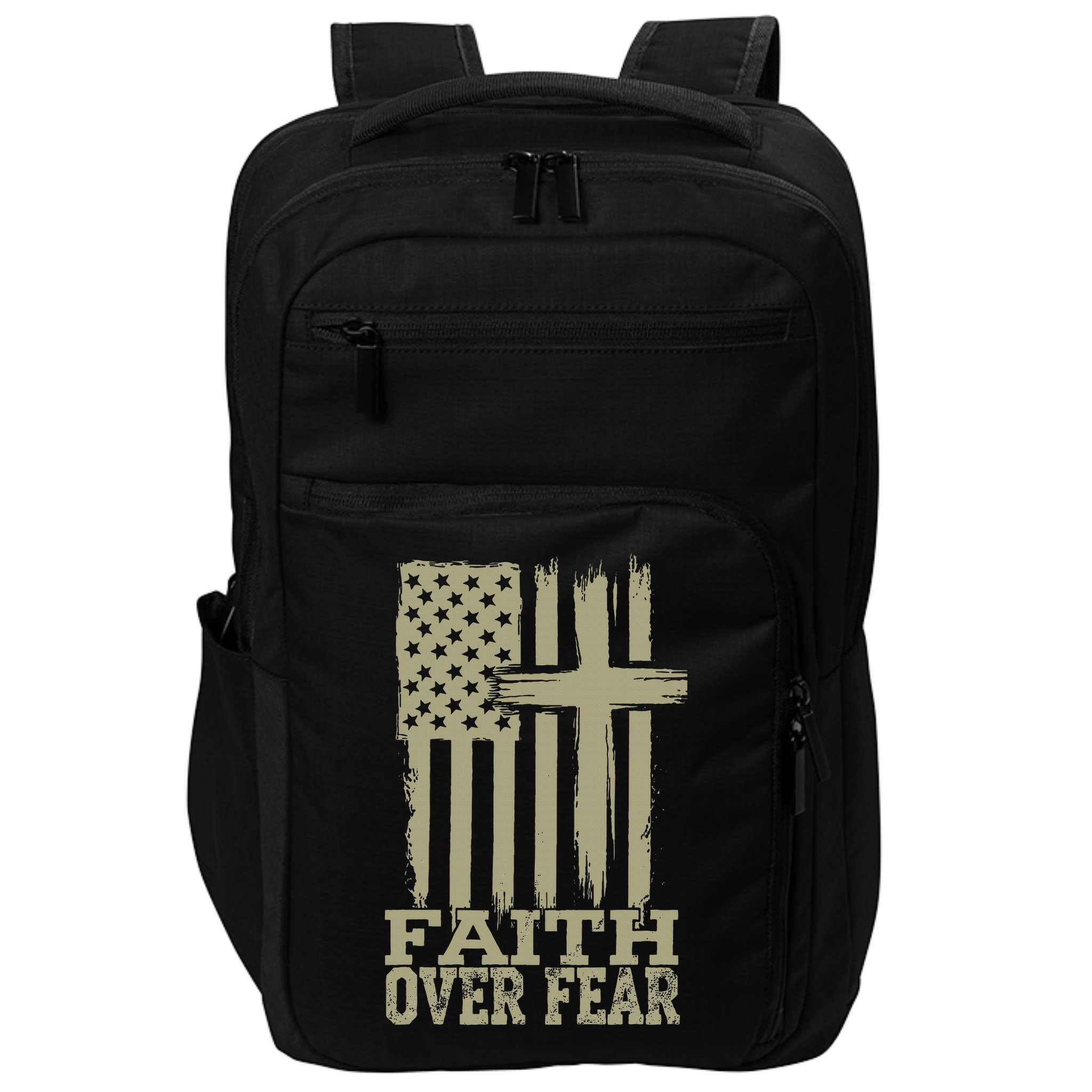 America Pride US Flag Faith Over Fear Prayer Religious  Impact Tech Backpack