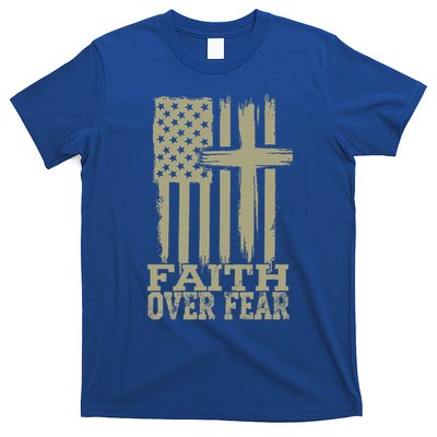 America Pride US Flag Faith Over Fear Prayer Religious  T-Shirt