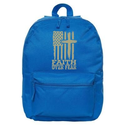 America Pride US Flag Faith Over Fear Prayer Religious  16 in Basic Backpack