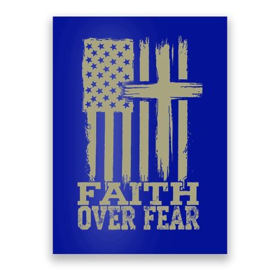 America Pride US Flag Faith Over Fear Prayer Religious  Poster