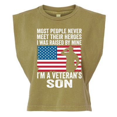 American Proud Veteran Son Veterans Day Memorial Day Funny Gift Garment-Dyed Women's Muscle Tee