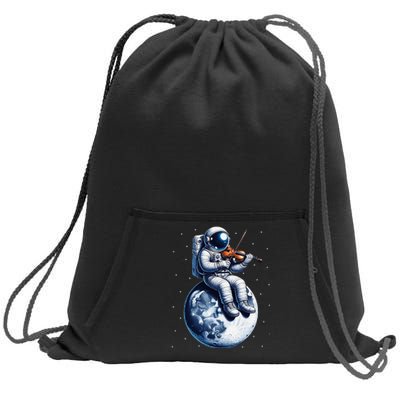 Astronaut Playing Violin On Moon Space Music Lover Novelty Sweatshirt Cinch Pack Bag