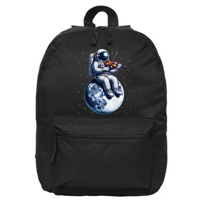 Astronaut Playing Violin On Moon Space Music Lover Novelty 16 in Basic Backpack