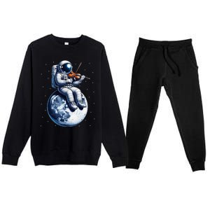 Astronaut Playing Violin On Moon Space Music Lover Novelty Premium Crewneck Sweatsuit Set