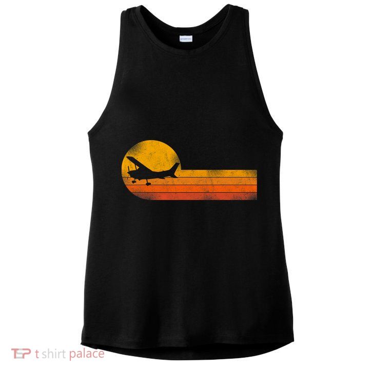 Airplane Pilot Vintage Ladies PosiCharge Tri-Blend Wicking Tank