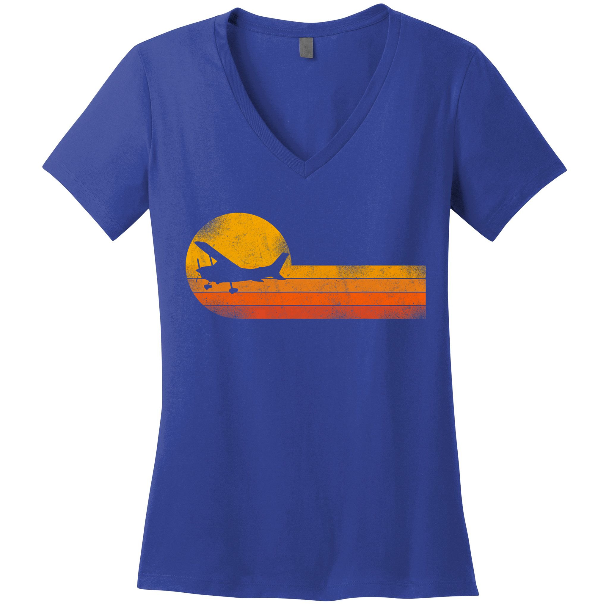 Airplane Pilot Vintage Women's V-Neck T-Shirt