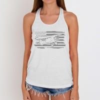 Airplane Pilot Vintage Patriotic Flag Biplane Plane Aviation Women's Knotted Racerback Tank