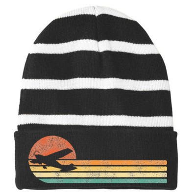 Airplane Pilot Vintage Striped Beanie with Solid Band