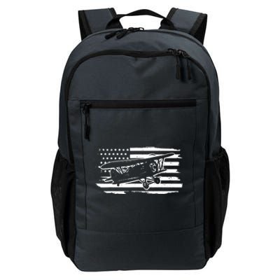 Airplane Pilot Vintage Patriotic Flag Biplane Plane Aviation Daily Commute Backpack