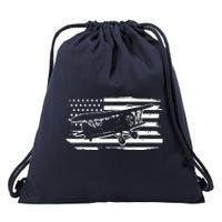 Airplane Pilot Vintage Patriotic Flag Biplane Plane Aviation Drawstring Bag