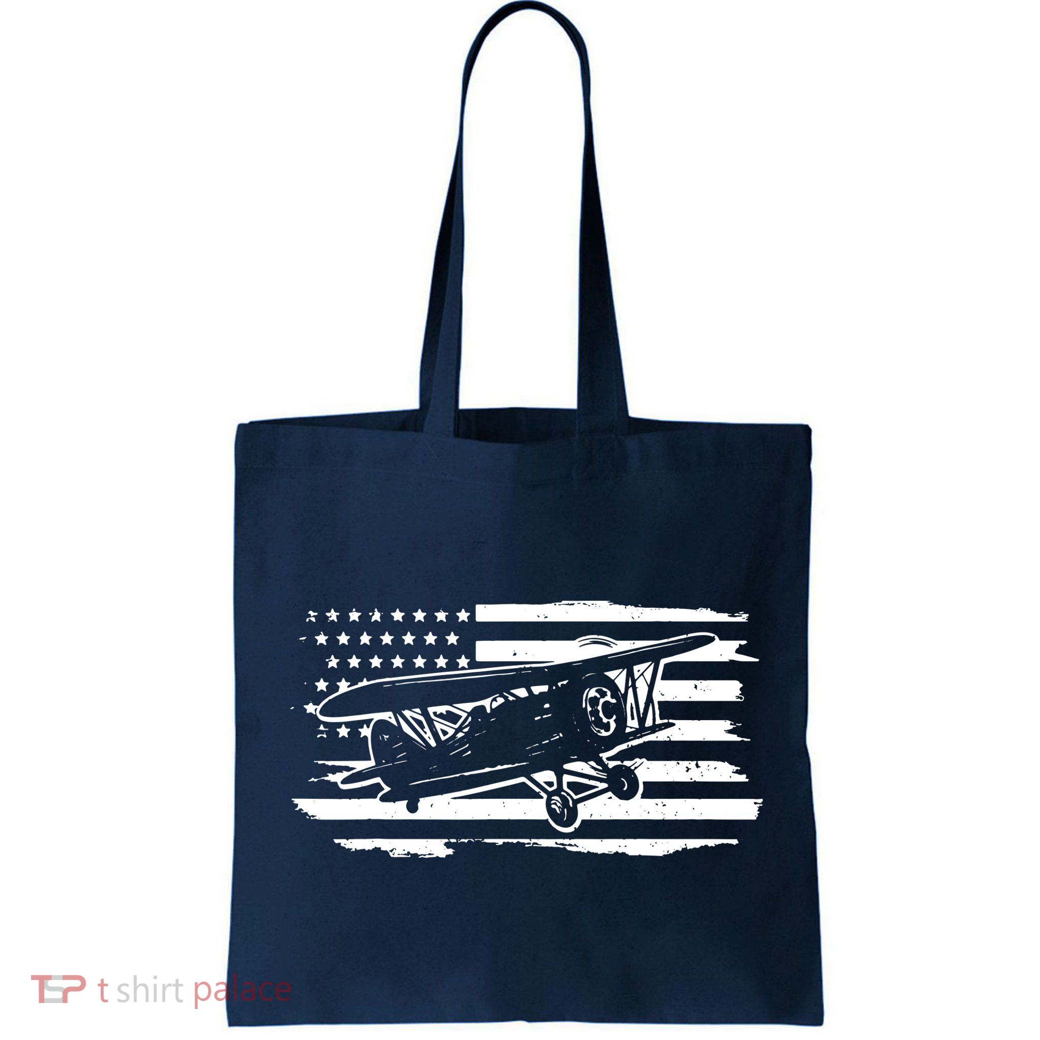 Airplane Pilot Vintage Patriotic Flag Biplane Plane Aviation Bag