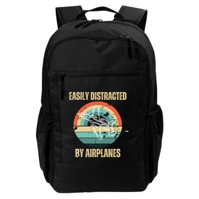 Airplane Pilot Vintage Retro Easily Distracted By Airplanes Cool Gift Backpack