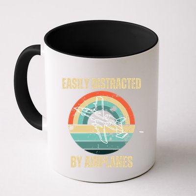 Airplane Pilot Vintage Retro Easily Distracted By Airplanes Cool Gift Mug