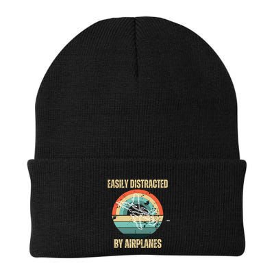 Airplane Pilot Vintage Retro Easily Distracted By Airplanes Cool Gift Beanie