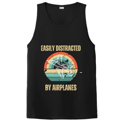Airplane Pilot Vintage Retro Easily Distracted By Airplanes Cool Gift PosiCharge Competitor Tank