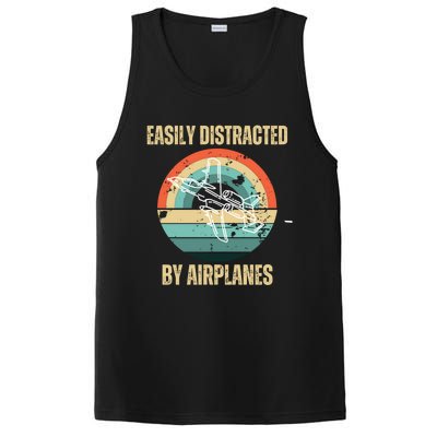 Airplane Pilot Vintage Retro Easily Distracted By Airplanes Cool Gift PosiCharge Competitor Tank