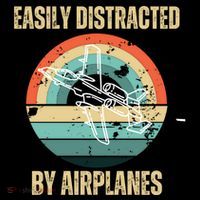 Airplane Pilot Vintage Retro Easily Distracted By Airplanes Cool Gift Crop Top