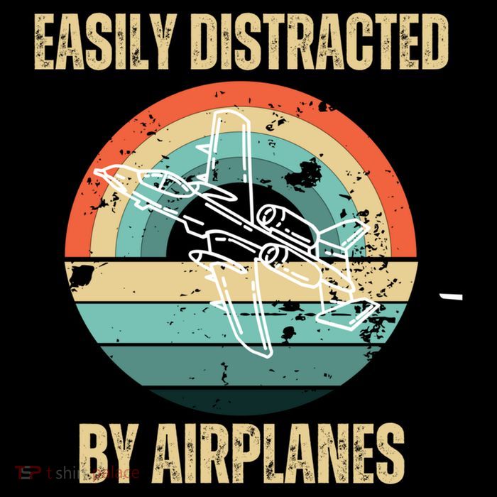 Airplane Pilot Vintage Retro Easily Distracted By Airplanes Cool Gift Crop Top