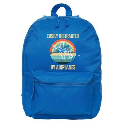 Airplane Pilot Vintage Retro Easily Distracted By Airplanes Cool Gift 16 in Basic Backpack