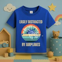 Airplane Pilot Vintage Retro Easily Distracted By Airplanes Cool Gift Toddler T-Shirt