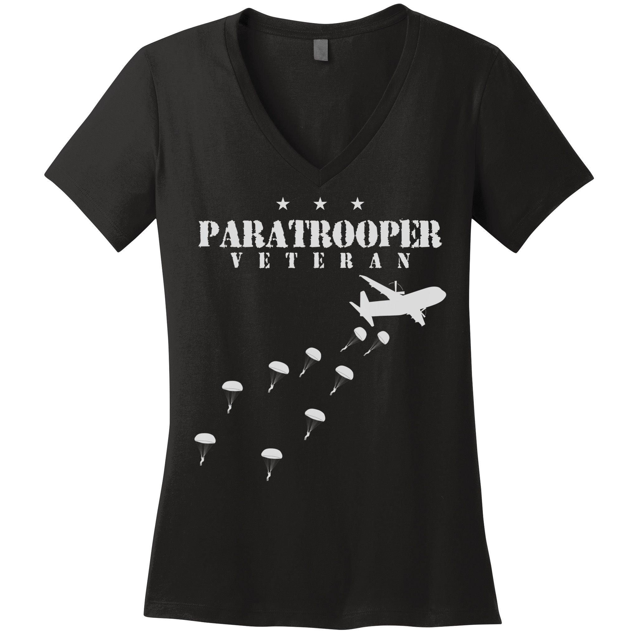 Airborne Paratrooper Veteran Infantry Division Women's V-Neck T-Shirt
