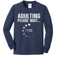 Adulting Please Wait Funny Sarcasm Kids Long Sleeve Shirt