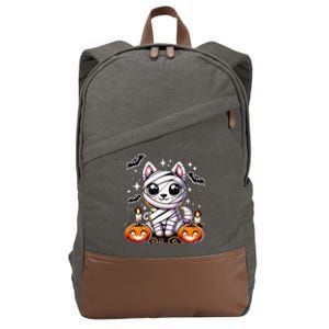 Adorable Puppy Wrapped Mummy Halloween Cute Dog Cotton Canvas Backpack