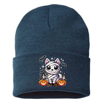 Adorable Puppy Wrapped Mummy Halloween Cute Dog Sustainable Knit Beanie