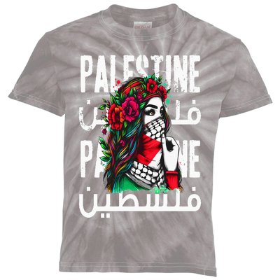 A Palestinian  Wearing A Palestinian Bandana Palestine Kids Tie-Dye T-Shirt