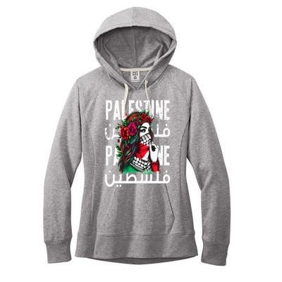 A Palestinian  Wearing A Palestinian Bandana Palestine Women's Fleece Hoodie