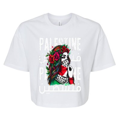 A Palestinian  Wearing A Palestinian Bandana Palestine Bella+Canvas Jersey Crop Tee