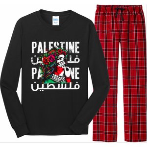 A Palestinian Wearing A Palestinian Bandana Palestine Long Sleeve Pajama Set