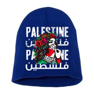 A Palestinian Wearing A Palestinian Bandana Palestine Short Acrylic Beanie