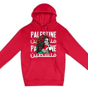 A Palestinian Wearing A Palestinian Bandana Palestine Premium Pullover Hoodie