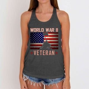 American Patriot WWII Veteran Military World War 2 Veteran Women's Knotted Racerback Tank