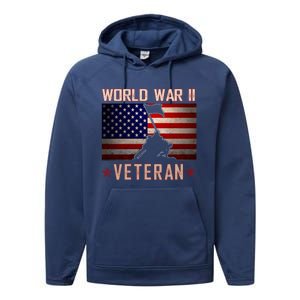 American Patriot WWII Veteran Military World War 2 Veteran Performance Fleece Hoodie