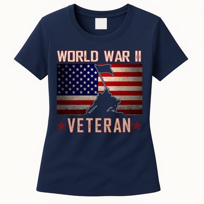 American Patriot WWII Veteran Military World War 2 Veteran Womens T-Shirt