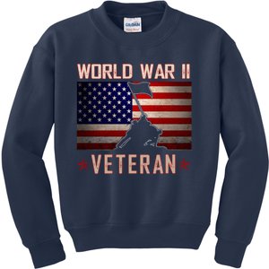 American Patriot WWII Veteran Military World War 2 Veteran Kids Sweatshirt