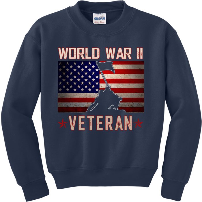 American Patriot WWII Veteran Military World War 2 Veteran Kids Sweatshirt