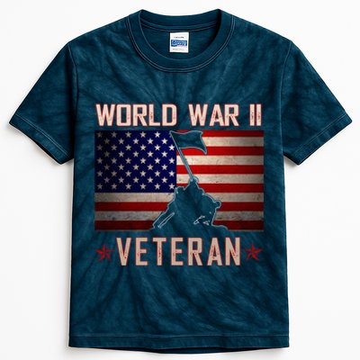 American Patriot WWII Veteran Military World War 2 Veteran Kids Tie-Dye T-Shirt