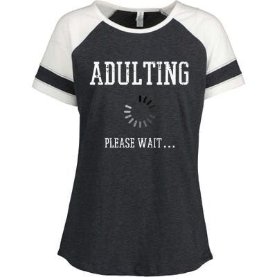 Adulting Please Wait Enza Ladies Jersey Colorblock Tee