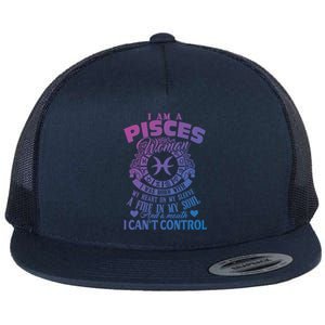 A Pisces Was Born With Zodiac Pisces S Gift Flat Bill Trucker Hat