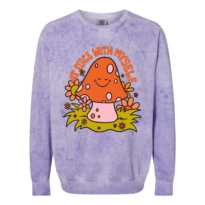 AT PEACE WITH MYSELF Mushroom Colorblast Crewneck Sweatshirt