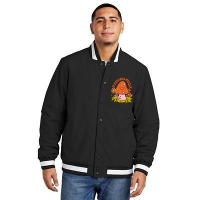 AT PEACE WITH MYSELF Mushroom Insulated Varsity Jacket