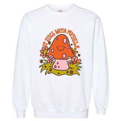 AT PEACE WITH MYSELF Mushroom Garment-Dyed Sweatshirt